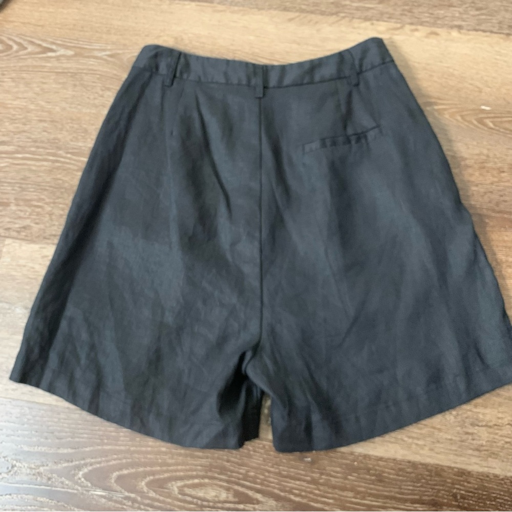 Dissh Womens black 100% linen high waist long shorts - Picture 7 of 9